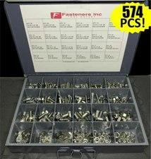 574 PCS! 18-8 Stainless Steel Hex Cap Screw Bolt Nut Washer 304 Assortment Kit