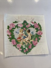 Vintage 1990 Sandylion large 3  heart doves fairies sticker