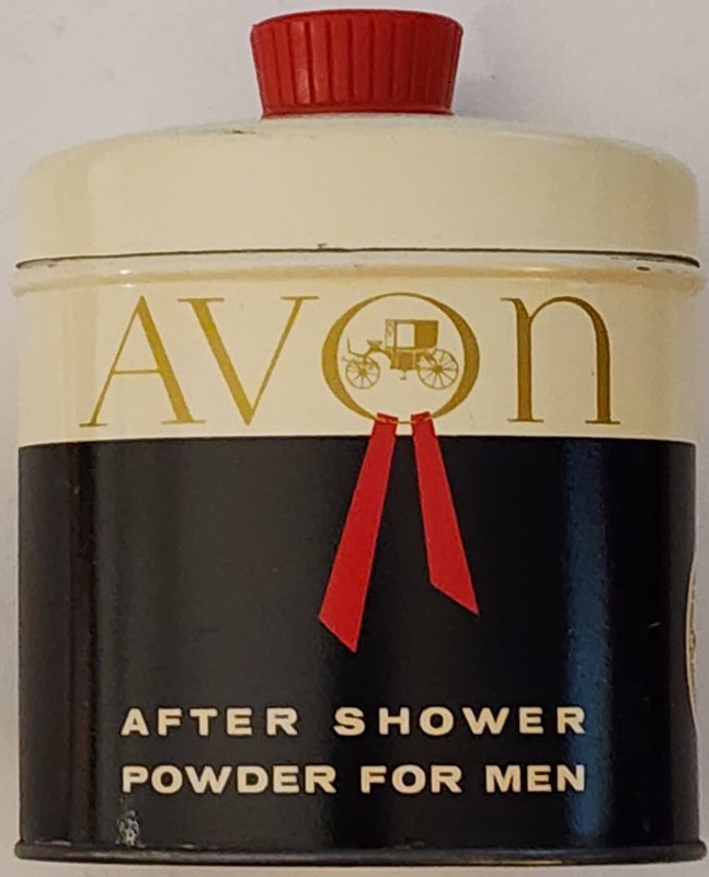 Vintage 1950s Avon After Shower Powder for Men Oval Top Tin 3.1 oz (Empty)
