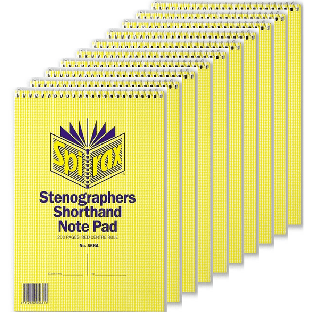 10x Spirax 566A Shorthand Notebook Spiral Bound 100 Pages  
