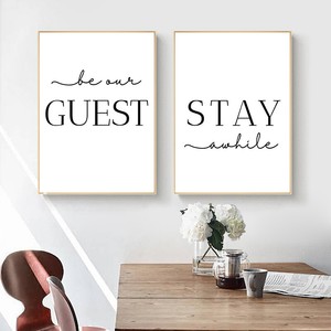 Details About Stay Awhile Simple Quotes Canvas Poster Minimalist Art Print Modern Home Decor