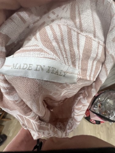 Linen Shirt dress LS W/ Roll Up Sleeve / Pockets. Tropical Palm Tree Pattern. L? - Picture 11 of 11