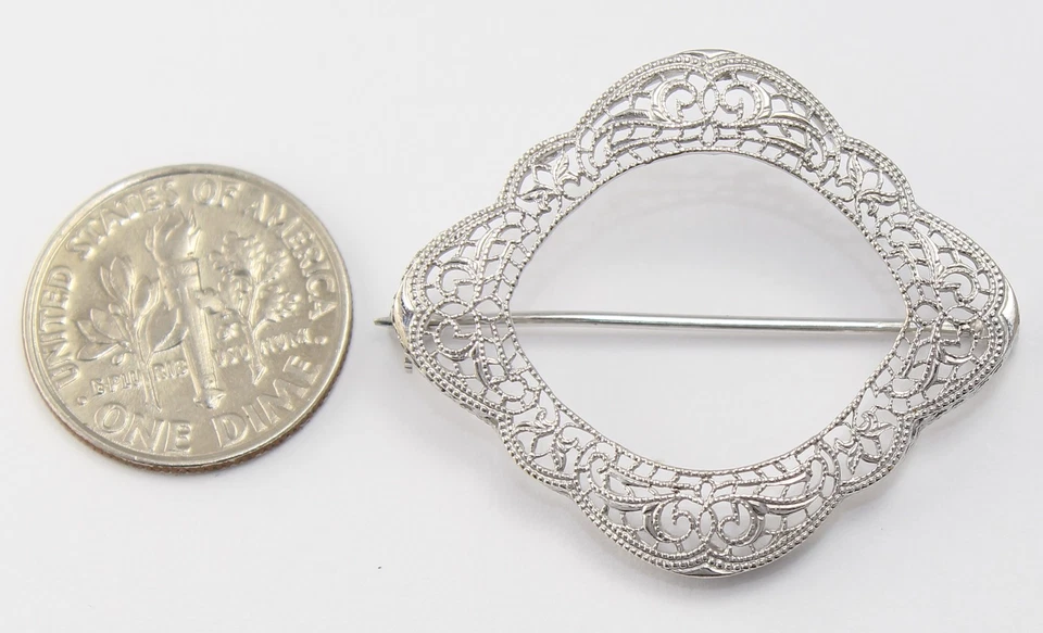 Broche feminino filigrana platina e ouro branco - Imagem 4 de 4