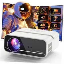  Auto Focus/Keystone  Projector 4K with 5G WiFi and Two-Way Bluetooth, White