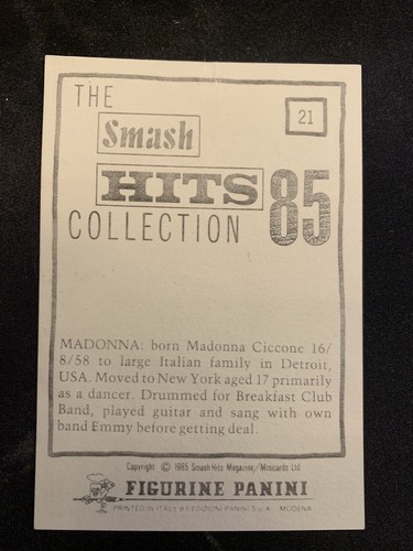 1985 Panini Smash Hits Sticker #21 Madonna - RC - Rookie - Music Pop (A) Creased - Picture 2 of 4