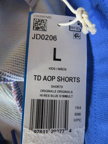 NWT Adidas Originals Youth Terry Long Shorts Sz Large Multicolor Zip Pockets - Picture 2 of 6