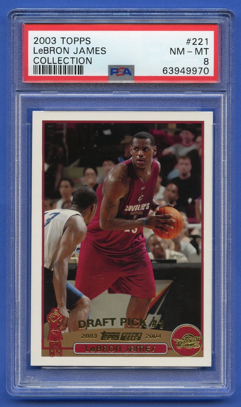 2003 LEBRON JAMES ROOKIE PSA 8 NM-MT TOPPS COLLECTION SHARP CENTERED (#221) RZC