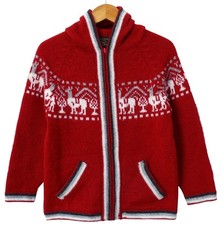 Kinder Strickjacke rot, Alpaka Wolle, Gr.92*98*104*110*116, Inka Lama Peru Ethno