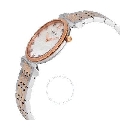 BULOVA ♦ 98P192 Regatta MOP Dial Watch 11 Diamonds BULOVA 98P192 REGATTA MOP DIAMOND DIAL TWO TONE STAINLESS
