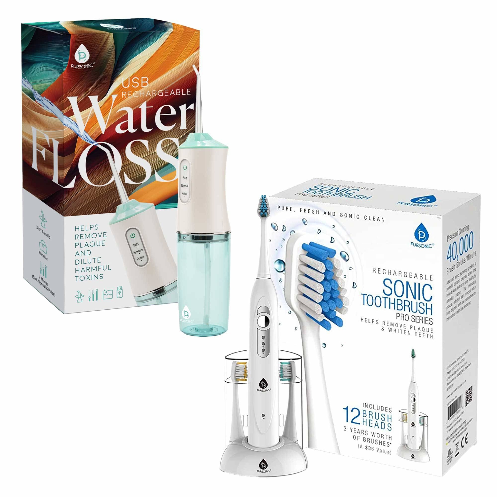 Pursonic Electric Rechargeable Toothbrush & Water Flosser Du