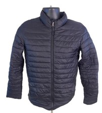 Lands End Puffer Jacket Womens XL 14-16 Black Quilted Primaloft Full Zip