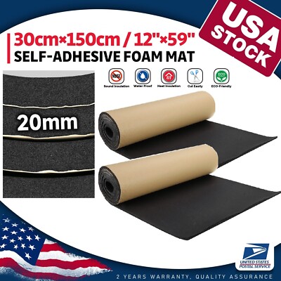 2Roll Auto Adhesive Sound Proofing Deadening Insulation 20mm Foam Closed Cell