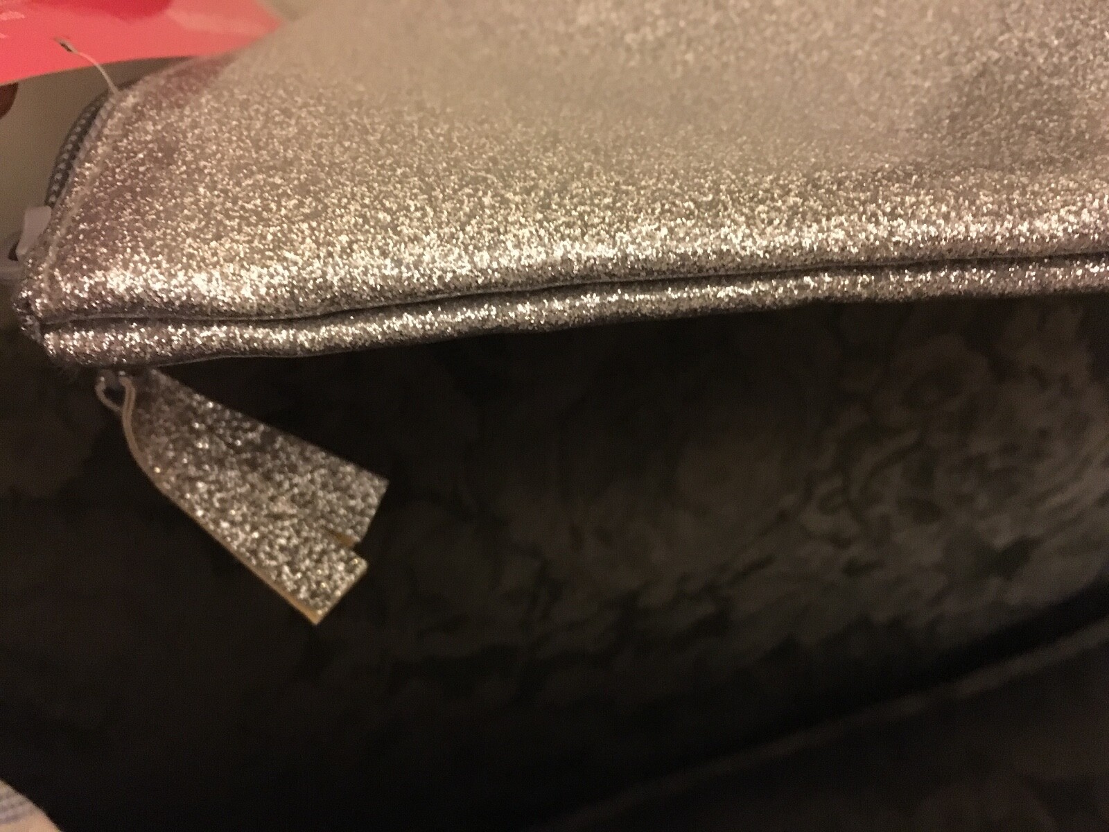 NEW GLITTER ✨ SILVER SHINY METALLIC COSMETIC / PENCIL CASE 8.5" x 6" GLAMOUR