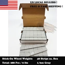 48 Strips 288 Pcs 1/2oz Gray Stick On Wheel Balance Weights Adhesive Tape 9 lbs