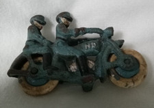 Vintage Harley Davidson Cast Iron Motorcycle Police. Dual Riders. Blue