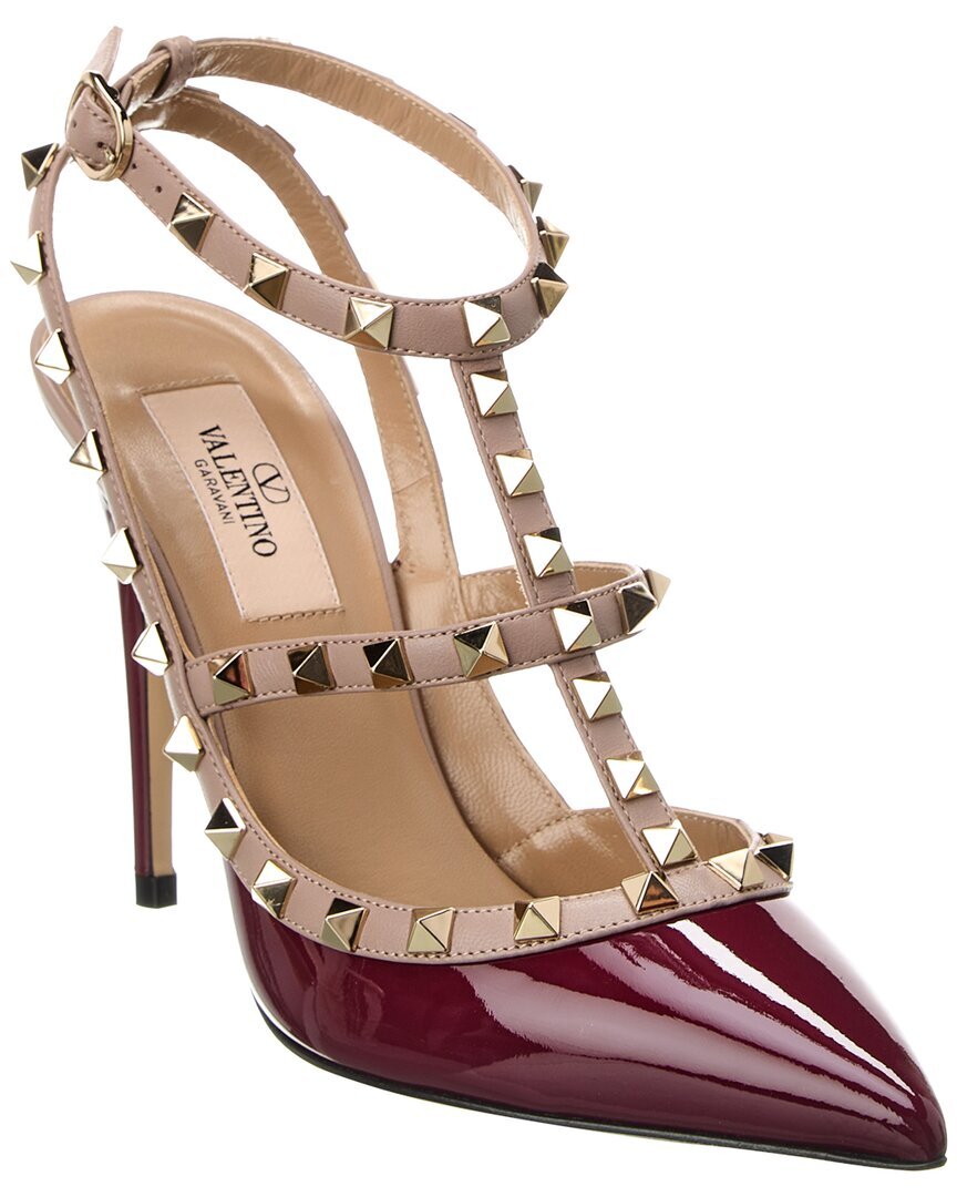 Женские лакированные туфли-лодочки Valentino Rockstud Caged 100 Красный 38