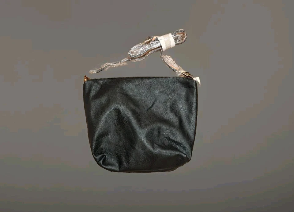 NUEVO Bolso Bandolera Negro Remache Cuero Negro con Correa TAN TOTE Foto 2 de 4