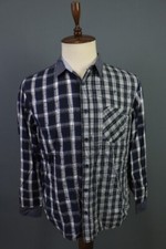 Desigual Regualr Fit Blue Check Long Sleeve Button Down Shirt Size L
