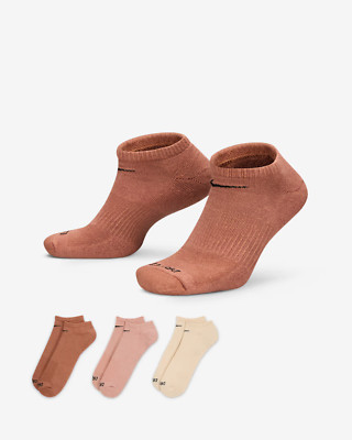 NWT Nike Everyday Plus Cushion Training No-Show Socks 3 Pk SX6889-968 Neutral L