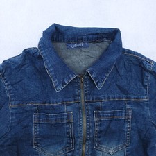 Garage Casual Zip Up Long Sleeve Denim Jean Jacket Womens Size Medium M Blue