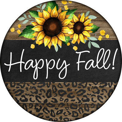 HAPPY FALL Design Wood Like & Sunflower Background Metal Sign (READ DESCRIPTION)