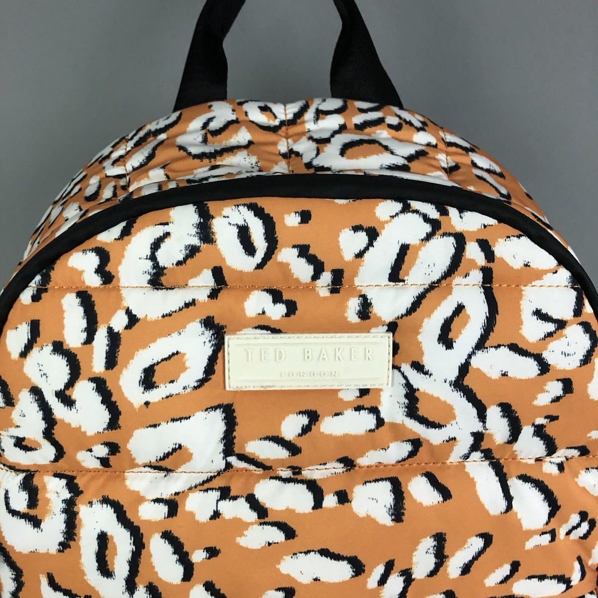 Ted Baker Leopard Print Puffer Backpack & Pouch Orange White  display picture 2