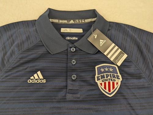 Adidas Climalite Mens Polo Shirt Medium Navy Empire United FC Logo NWT Soccer - Picture 2 of 12