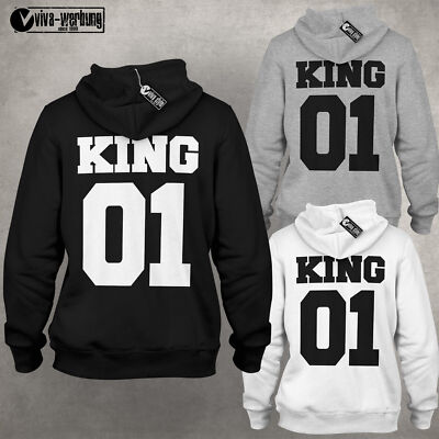 King 01 Queen 01 Pullover Hoodie Couple Sweaters Gift Love For Couples SET