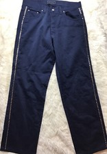 versace Womens Vintage navy blue side studded pants Size 8