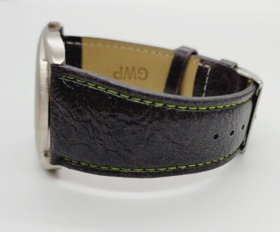 Kenneth Cole Reaction Watch GWP Men Grey & Lime Green Leather Band