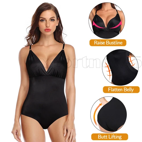 Women's Seamless Full Body Shapewear Bodysuit Tummy Control Slimming Body Shaper - Picture 3 of 50