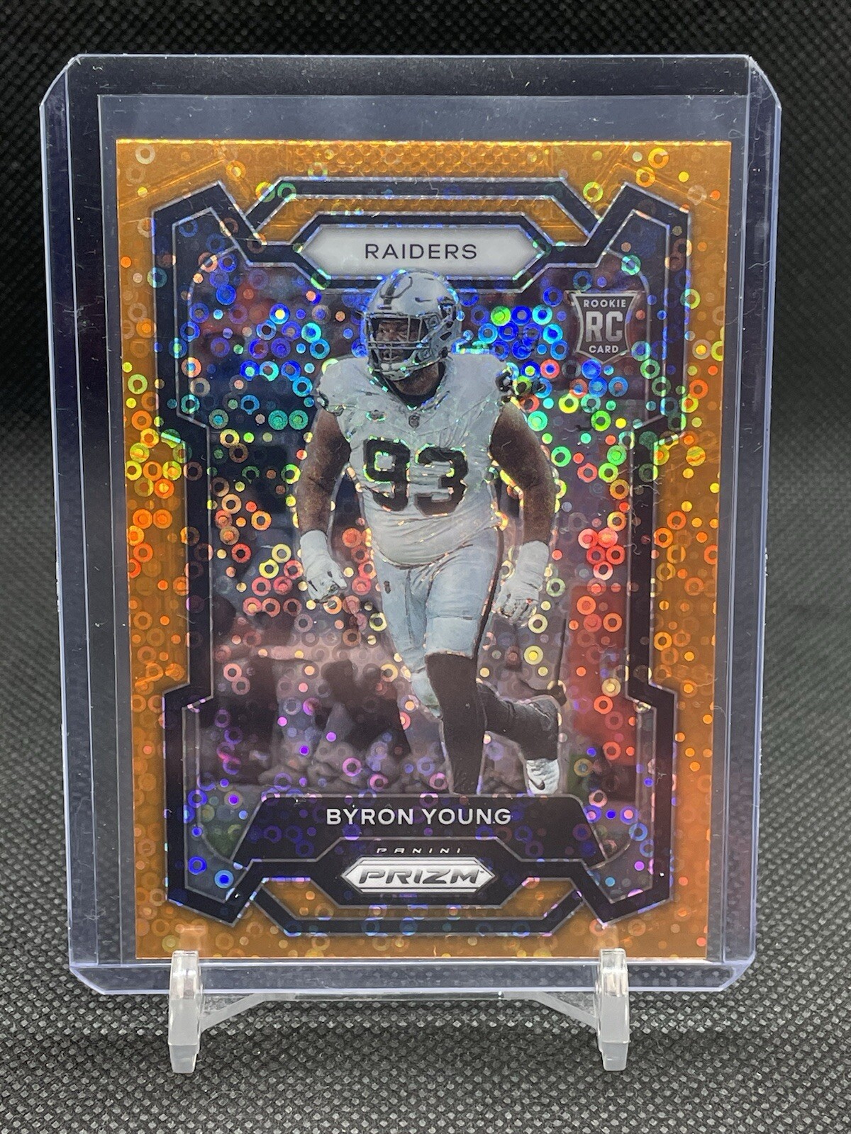 2023 Panini Prizm #355 Byron Young Orange Disco Prizm RC Raiders