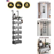 Hanging Towel Racks for Bathroom No Drill - 6-Tier Over The Door Bath Towel S...