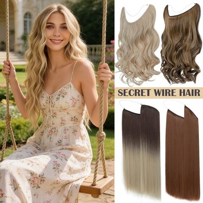 Hidden Secret Wire Hair Extensions Adjustable Invisible Headband Wrap Hairpiece