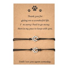 Pet Loss Memorial Bracelet - Sympathy Paw Print Friendship Gift for Dog Cat