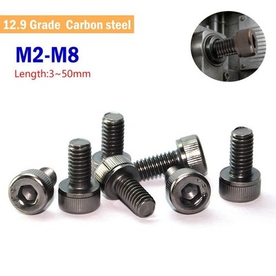 M2-M8 Black Nickel 12.9 Grade Full Thread Hex Socket Head Cap Allen Bolts Screw