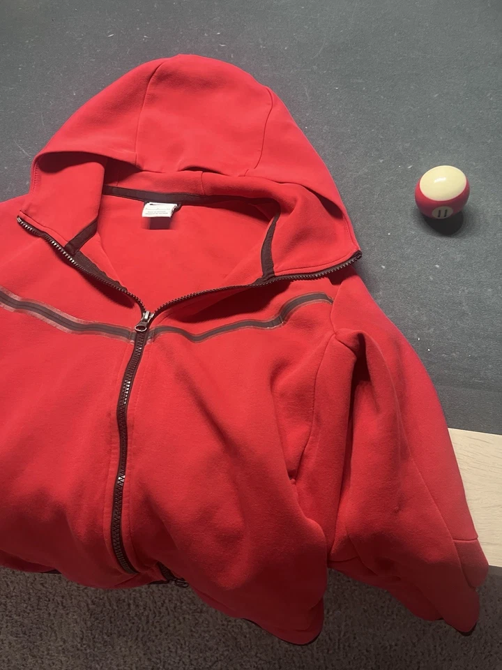 Nike Men's Tech Fleece Zip-Up Hoodie Size Small Red Black Sportswear - Image 2 of 4