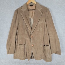 Sears The Mens Store Vintage Corduroy Blazer Tan 2 Button Sports Coat 42T
