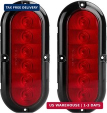 NPAUTO 2Pcs 6" Oval Trailer Tail Lights Red 6 LED Stop Turn Brake Light Trailer