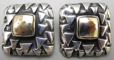 CLASSIC DIAN MALOUF STERLING SILVER 14K CLIP ON BUTTON EARRINGS