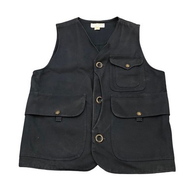Filson Tin Cloth Field Vest Mens S Black Cotton Canvas Utility Hunting 10493