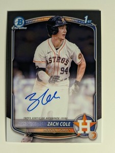 Zach Cole 2025 Bowman Chrome 1st Bowman Auto Houston Astros Autograph