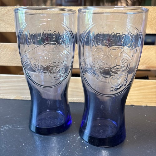 Lot Of 2 Vintage McDonald's Coca Cola Glasses Purple Speedee 1955 Coke