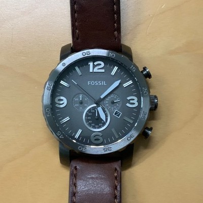 Fossil Herren Uhr Chronograph, Nate, JR1424, XL,  neue Batterie, Lederarmband