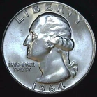 1964-D 25C Washington BU 90% Silver 26uww0204-13