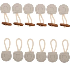 MAGICLULU 6 Pairs Vintage Leather Toggle Buttons for Coat Jacket Sweater (Grey)