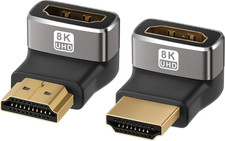8K 90 Degree HDMI 2.1 Adapter 2 Pack, Up and Down Right Angle HDMI Male to Fem