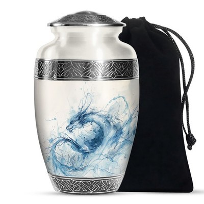 Blue Dragon Cremation Urns for Human Ashes Male, Handcrafted Urn (10 Inch)