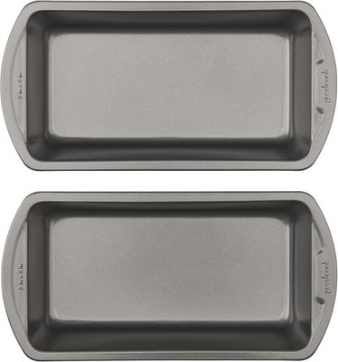 2 Nonstick Loaf Pan 8 x 4-In Steel Bakeware Meatloaf Breads Lasagnas Gray