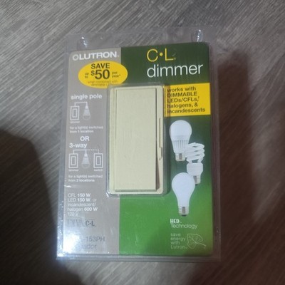 Lutron DVCL-153PH-IV: Decorator Dimmer, Diva, 150/600W, Ivory/Marfil